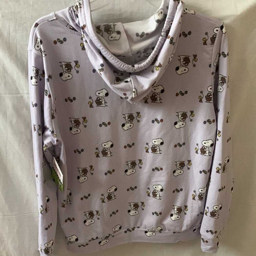 PEANUTS Snoopy Easter Egg Hunt Fleece Lined Hoodie Sweater & Shorts Sz LARGE - Picture 4 of 7